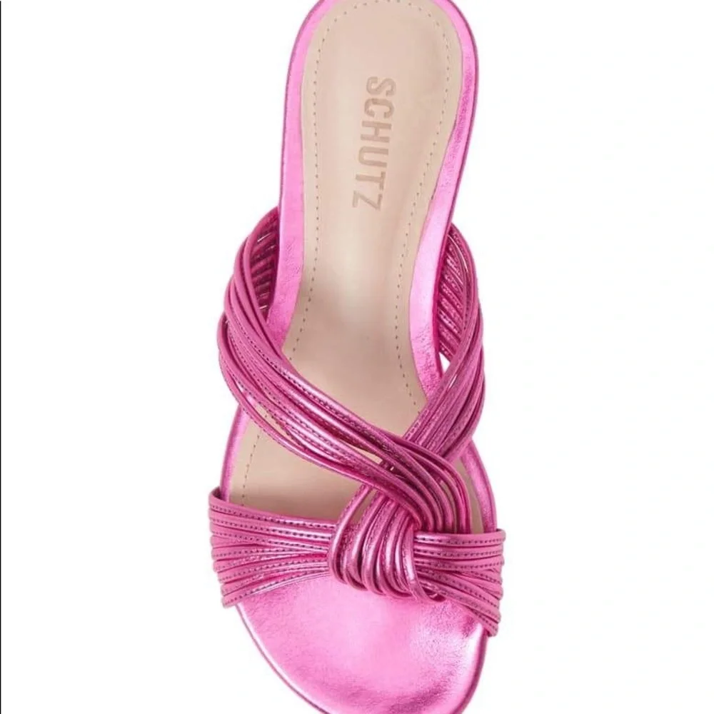 Schutz Khayla Metallic Pink Sandals - Picture 7 of 16